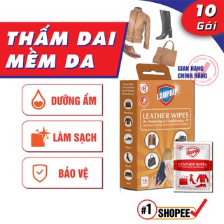 [MUA 1 TẶNG 1_Không áp dụng ngày 24.03-4.4] | Khăn Ướt Lau & Dưỡng Bề Mặt Đồ Da | Läupro Leather | Hộp 10 Gói  (Laupro)