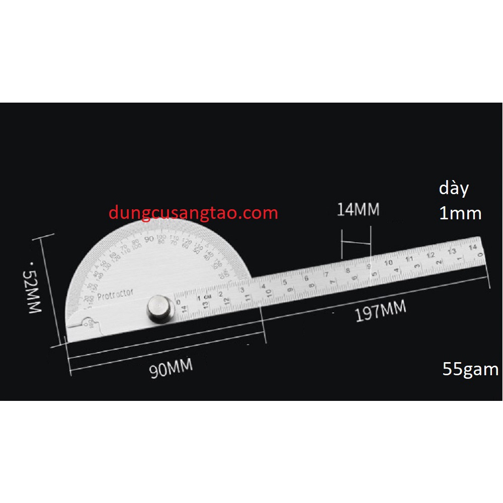 Thước đo góc đa năng bằng thép không rỉ (thước đo 180 độ)