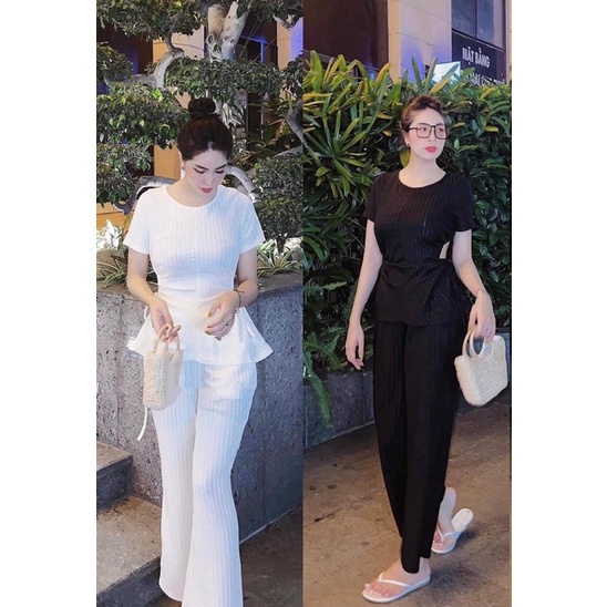 Bộ đồ nữ sang chảnh đũi gân rút eo hai bên, có size 40-65kg