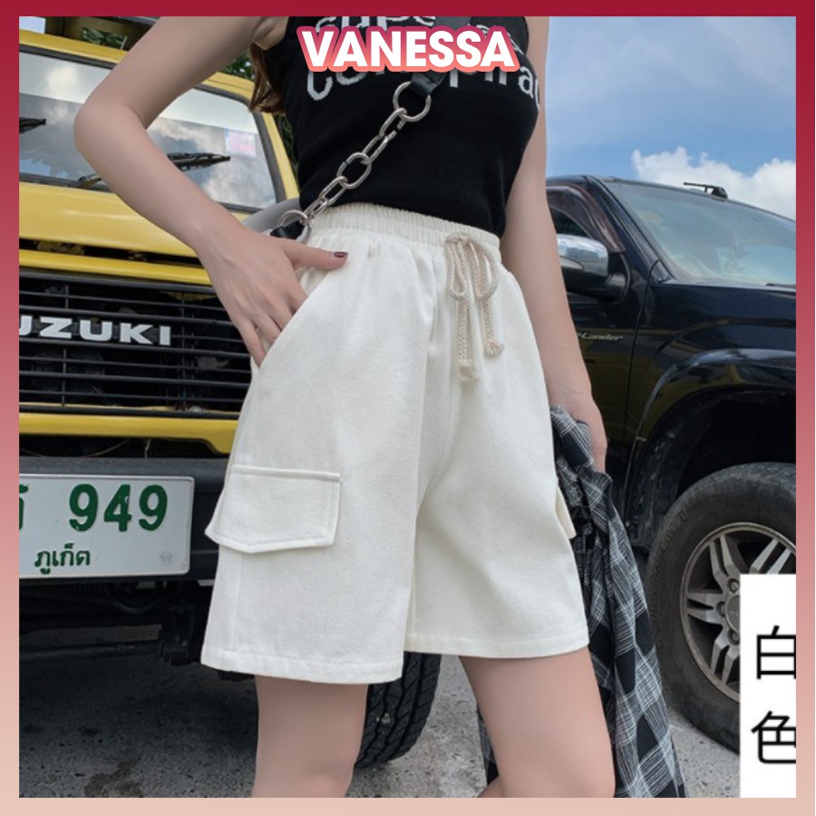 Quần đùi kaki nam nữ có nắp túi, ống rộng thoải mái, form trẻ trung, năng động, quần short Vanessa Stylish QH.50