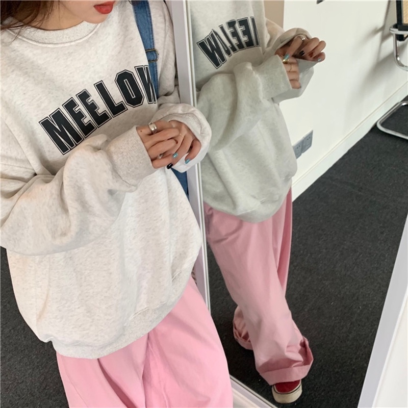 NRVP Áo Hoodie Dáng Rộng Thời Trang Hàn Quốc Đơn Giản Cá Tính Cho Nữ