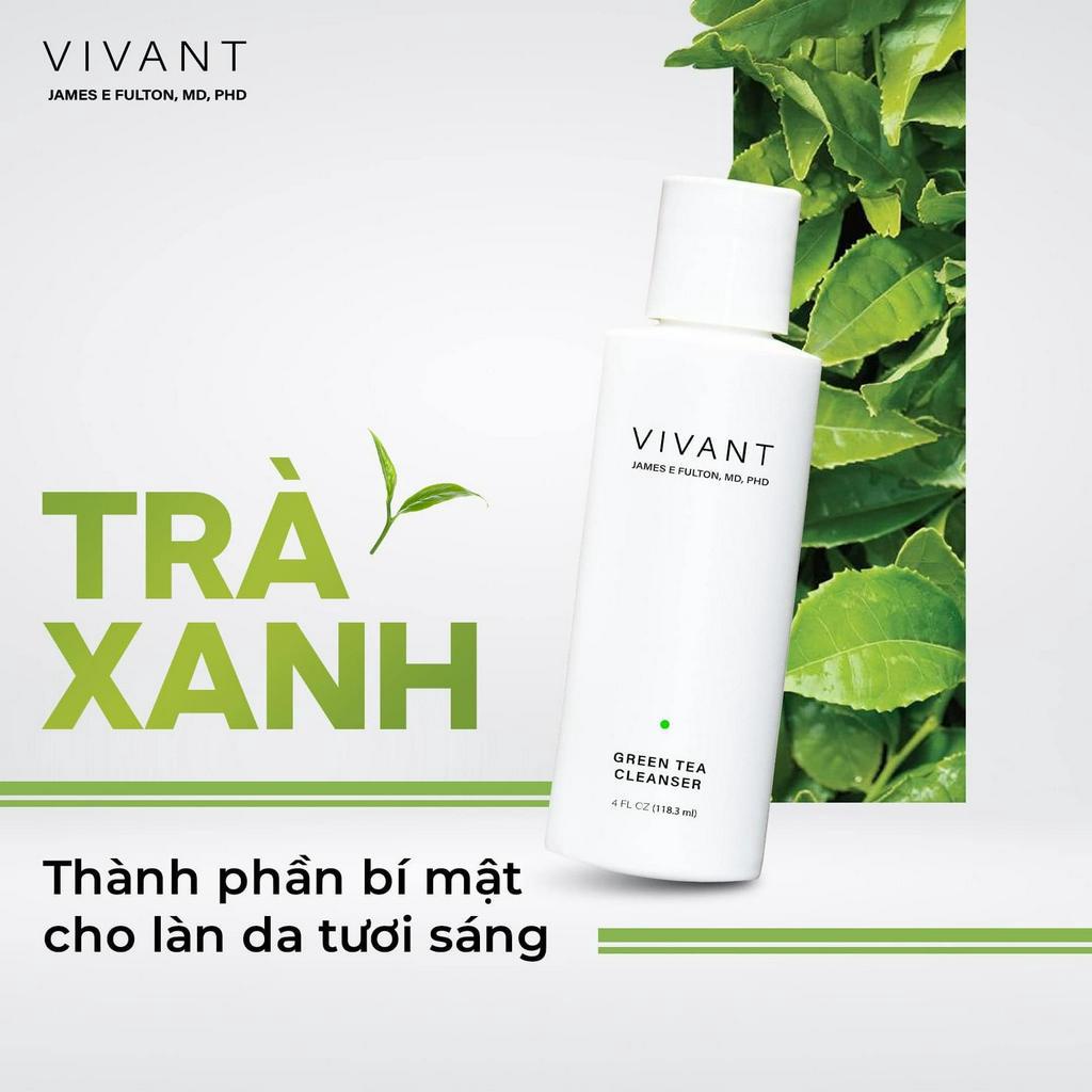 Sữa Rửa Mặt Vivant Green Tea Antioxidant Cleanser Làm Sạch Da, Chống Oxy Hóa Mạnh Mẽ