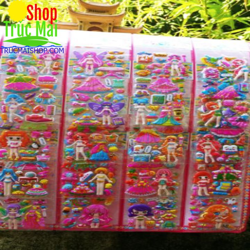 đồ chơi cho bé Stickers thiết kế quần áo cho búp bê combo 20 vỉ 20