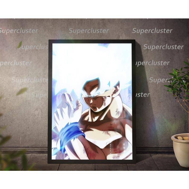 Tranh Vải Bạt Treo Tường In Hình Nhân Vật Goku Màu Trắng Trang Trí Nhà Cửa