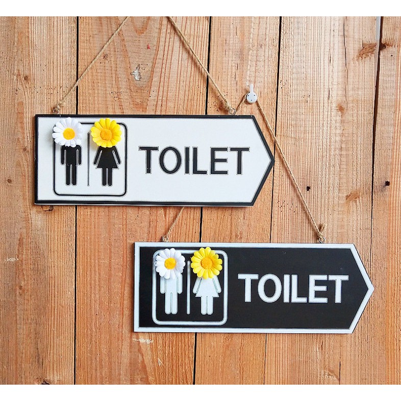 Bảng treo toilet mũi tên in hai mặt