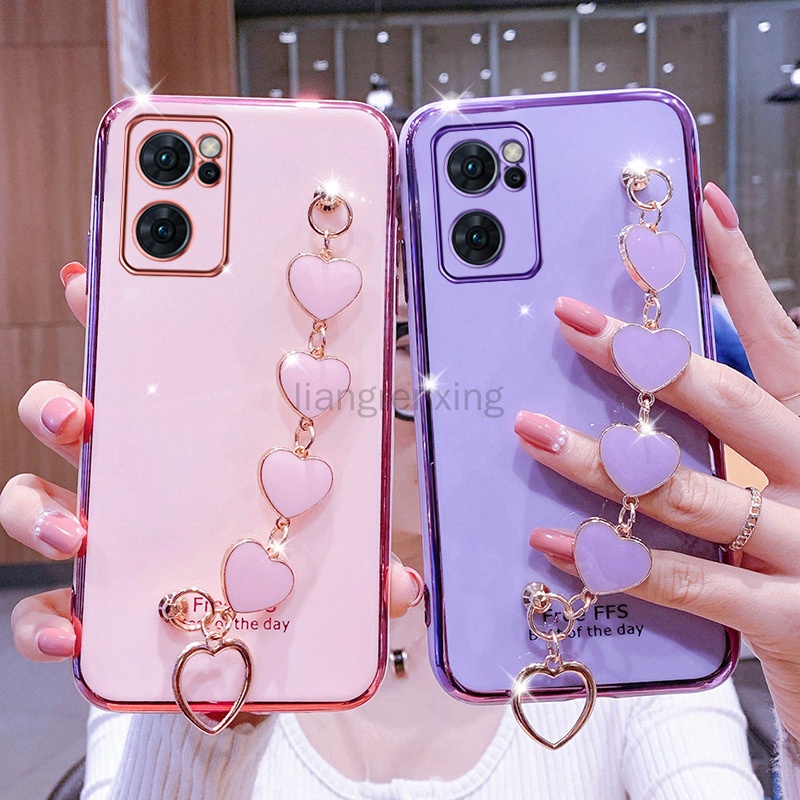 Ốp lưng oppo reno 7 5g oppo reno 7z 5g oppo reno7 z 5G oppo reno 7 z 5g Ốp Điện Thoại Silicon Mềm Gắn Dây Đeo Cổ Tay Hình Trái Tim Cho oppo reno 7 reno 7z reno7 z 5G