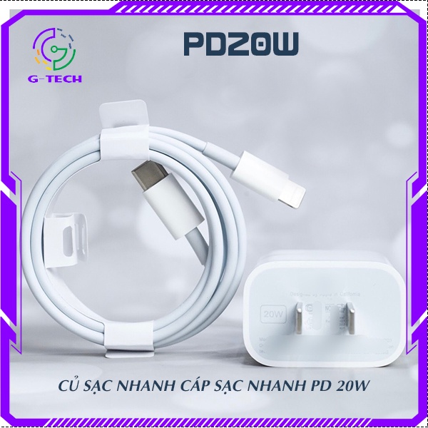 Củ sạc nhanh cáp sạc nhanh PD 20W Type C to Llghtnlng Type C to Type C sạc nhanh cho các dòng điện thoại BH 12 THÁNG