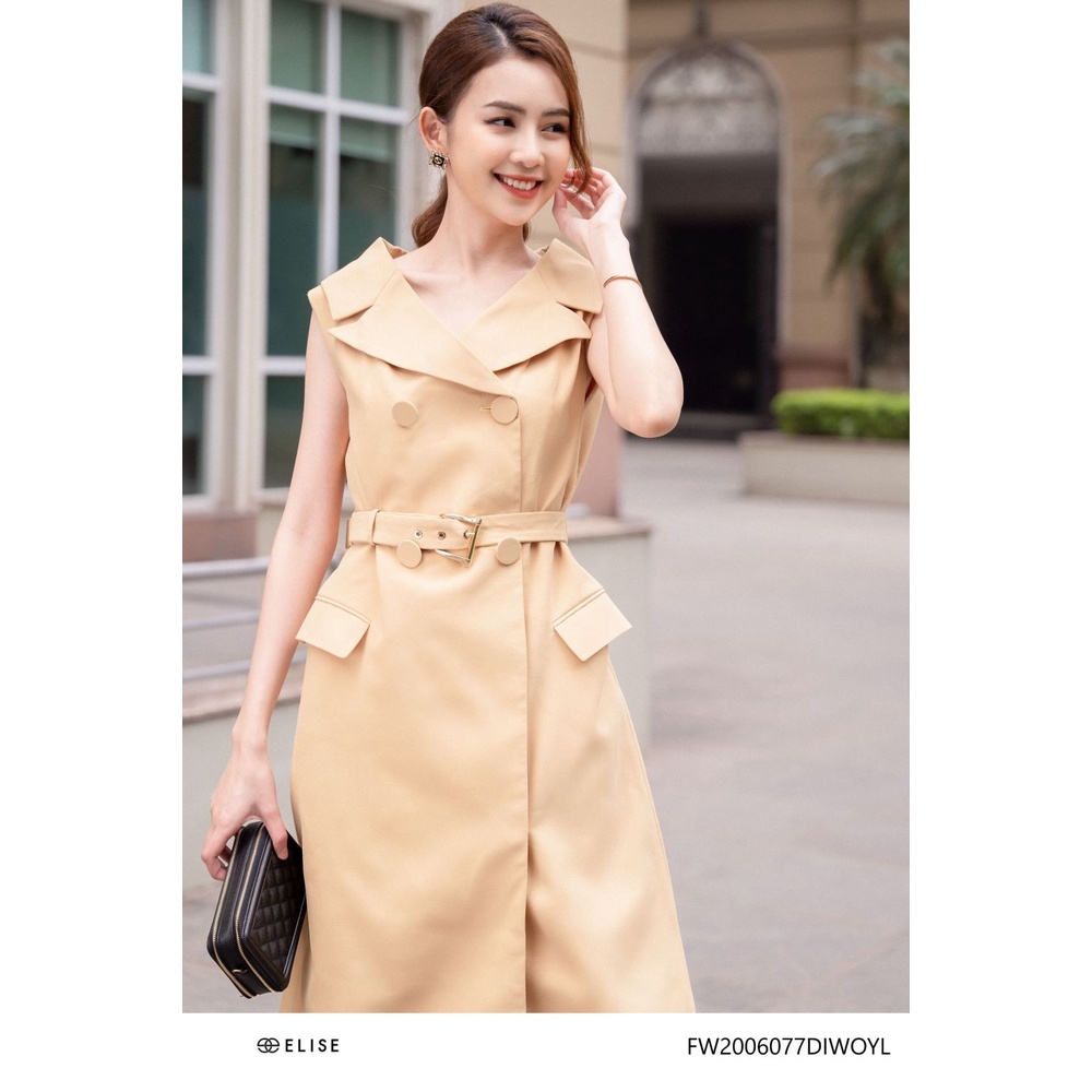 Đầm vàng đai eo thiết kế Elise FW2006077DIWOYL