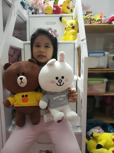 Cặp gấu bông tình nhân gấu nâu Brown & Thỏ Cony size trung to, mới 99%💟💟💟