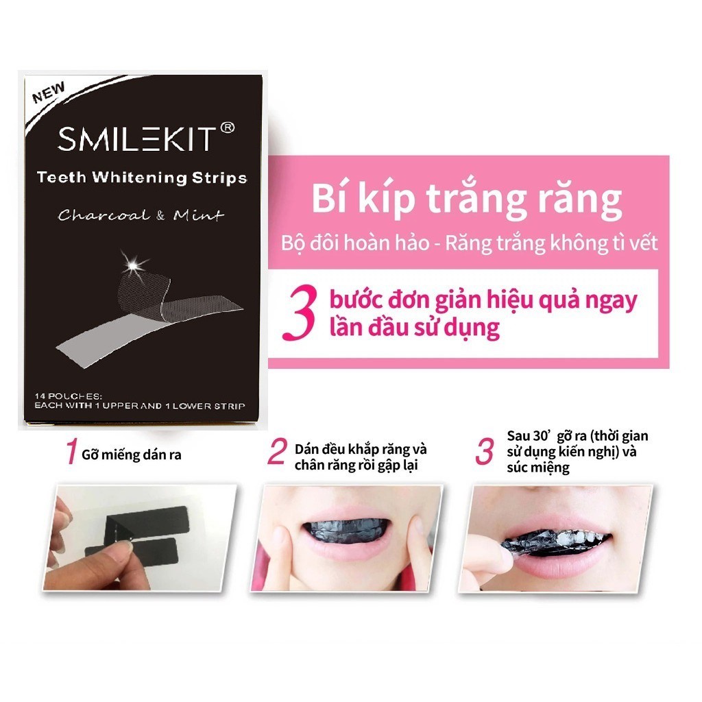 1 Miếng dán trắng răng 5D  White Teeth Whitening Strips - Miếng dán trắng răng an toàn - không bào mòn - ít ê buốt