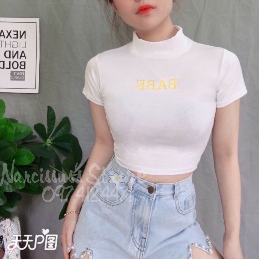 [Nhiều màu] Áo croptop cổ lọ chất cotton co giãn tốt HOT 2020 | BigBuy360 - bigbuy360.vn