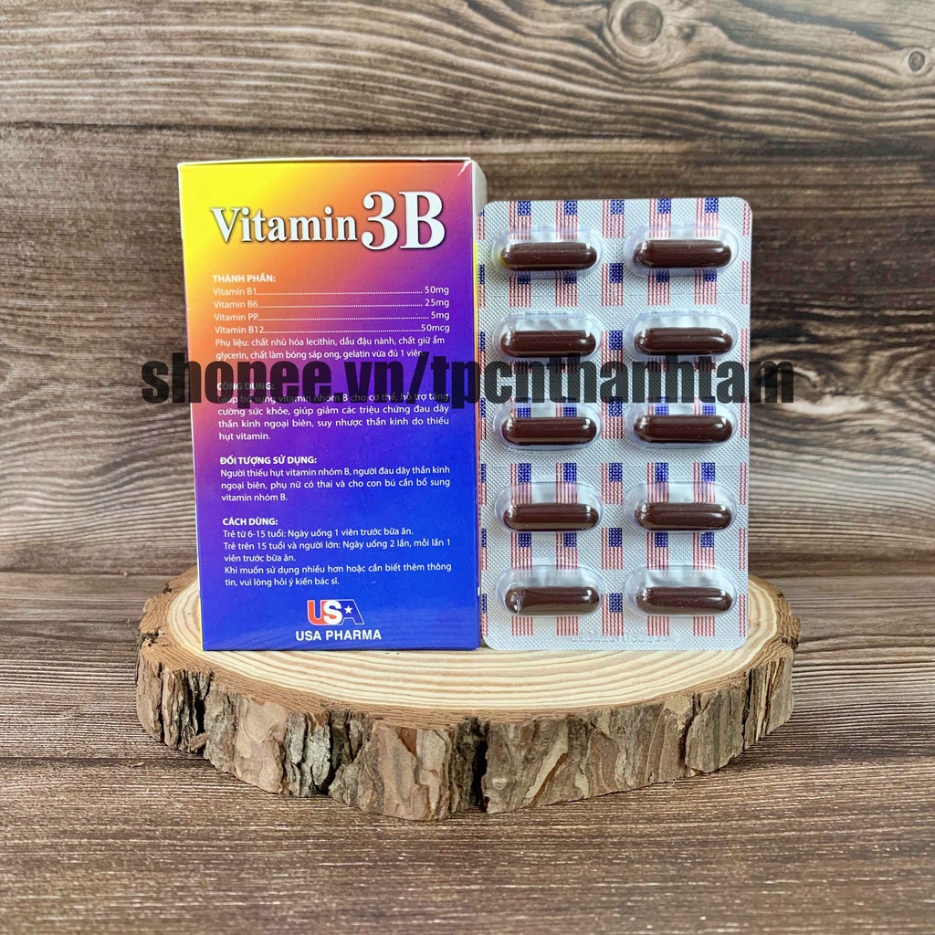 VITAMIN 3B  bổ sung vitamin nhóm B, hỗ trợ tăng sức đề kháng, sức khỏe, giảm suy nhược cơ thể - Hộp 100 viên