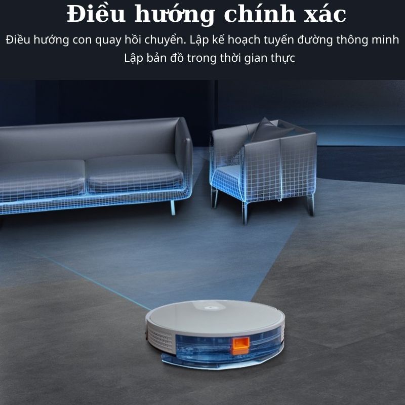 Robot Hút Bụi Tự Động E06 Điều Khiển Qua App Điện Thoại, Lực hút cực mạnh 3200Pa, Tự Động Sạc Khi Gần Hết Pin