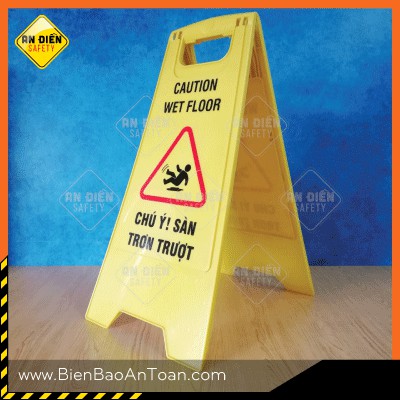 Biển báo An Điền Safety - Biển báo SÀN TRƠN TRƯỢT bằng nhựa ABS gấp mở chữ A, dễ dàng di chuyển và lưu giữ