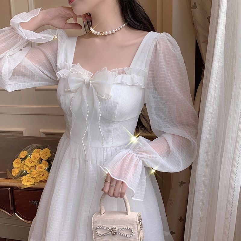 Đầm trắng  dáng ngắn dễ thương Ulzzang HQ  🤍