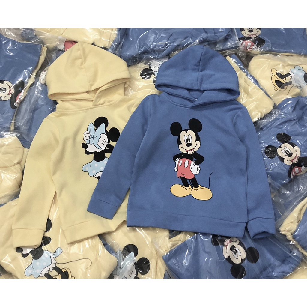 Áo dài tay bé gái -Set 2 áo nỉ hoodie Mickey cho bé trai bé gái size 2-10y