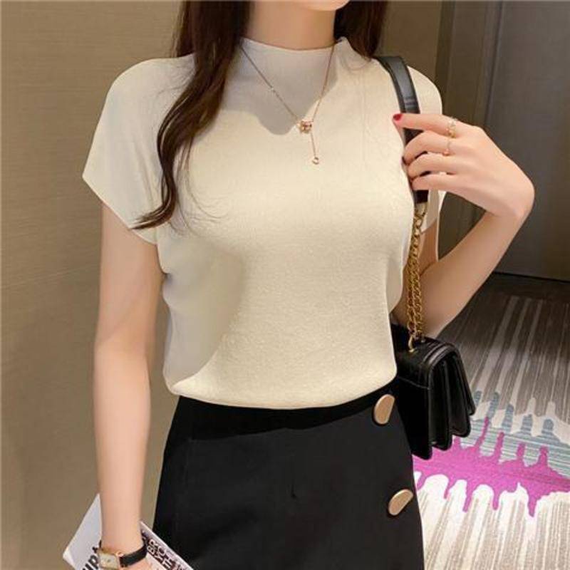 Áo Sweater Sát Nách Cổ Tròn Dáng Rộng Vải Lụa Lạnh Màu Sắc Đơn Giản Thời Trang Xuân Hè Cho Nữ