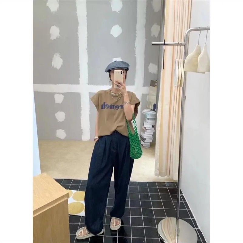 Áo Thun Nữ Không Tay In Chữ Thời Trang Mới