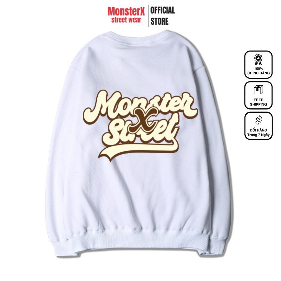 Áo dài tay trơn NỈ BÔNG Unisex Monster X Street Bowling Sweater Ulzzang cặp đôi nam nữ form rộng oversize Hàn Quốc