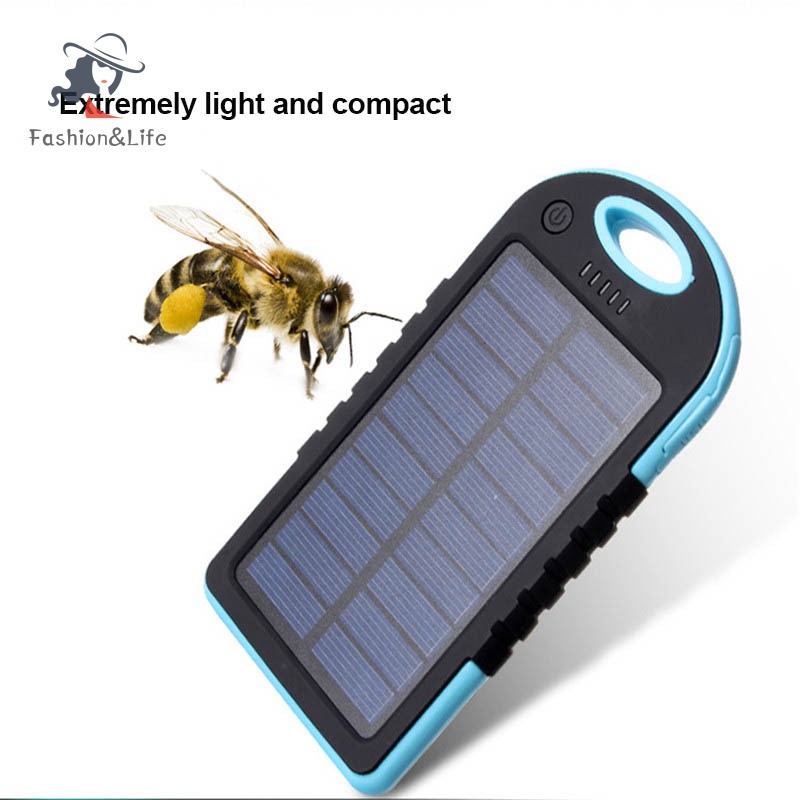 Cục Sạc Dự Phòng Sử Dụng Năng Lượng Mặt Trời Kèm 2 Cổng Usb