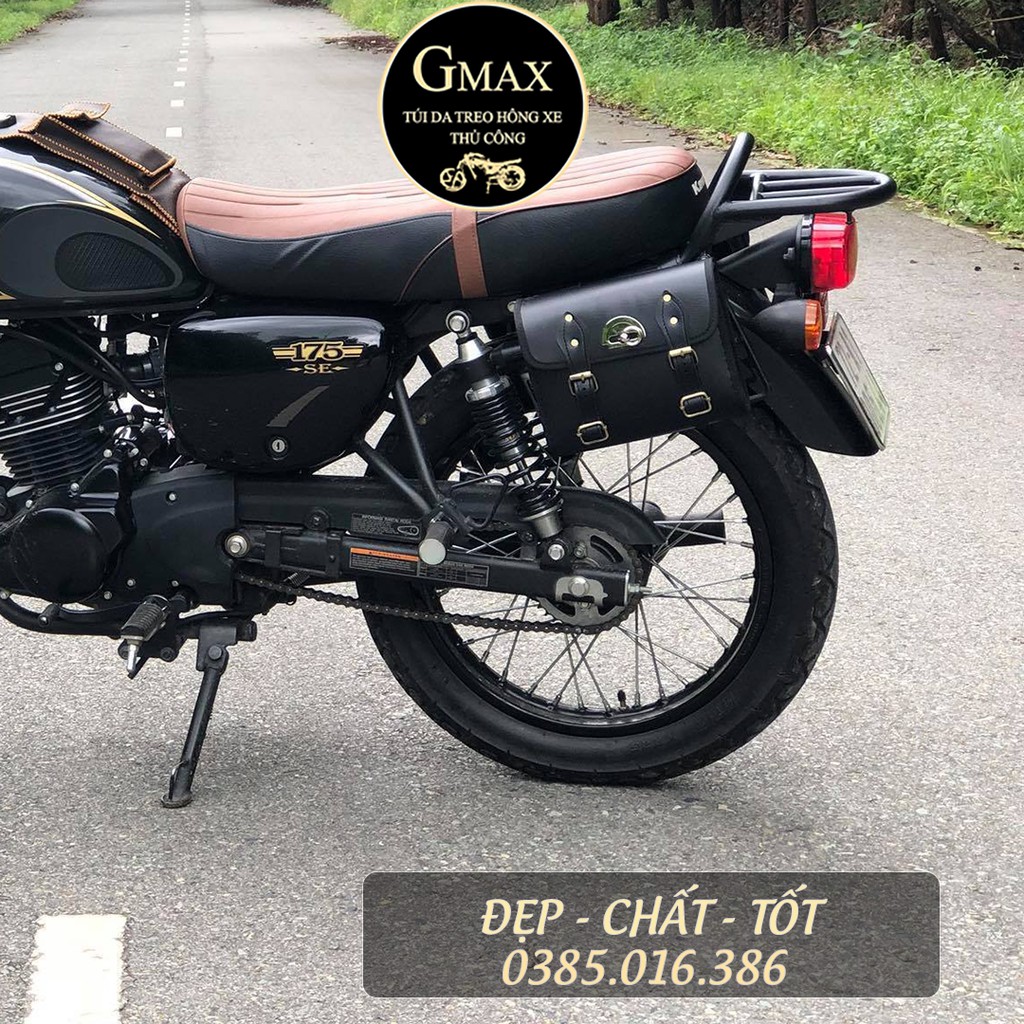 Túi da treo hông xe máy Husky125 thủ công Gmax