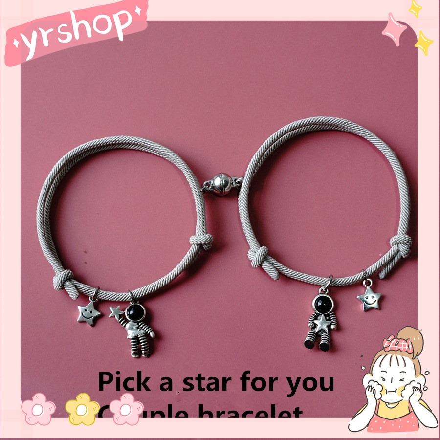 Vòng Tay Nam Châm Hình Phi Hành Gia Và Mặt Trăng Cho Cặp Đôi