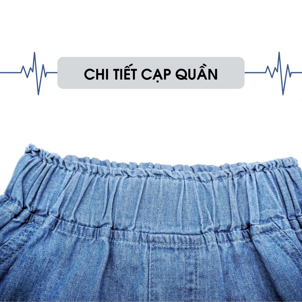 Quần đùi bò giấy Jean mềm Azuna cho bé gái họa tiết hoa cúc