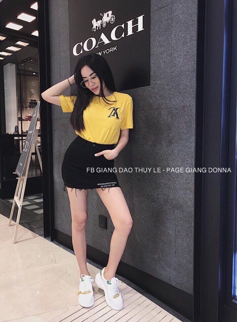 ⚡️Chân Váy Kaki Jean Siêu Co Giãn - Trắng/Đen