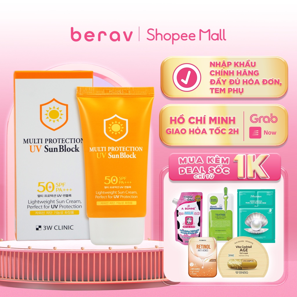 Kem chống nắng 3W Clinic Multi Protection UV Sunblock Cream SPF 50+ PA+++ 70 ml