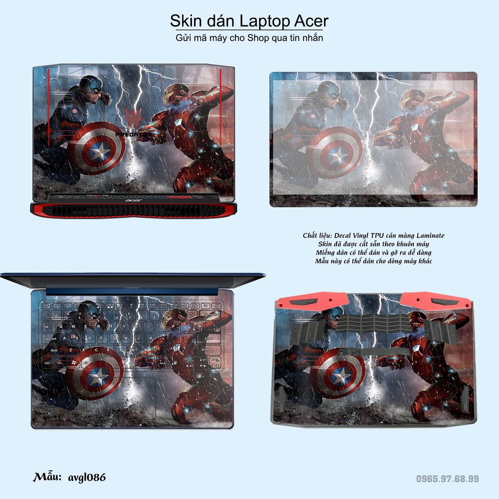 Skin dán Laptop Acer in hình Avenger _nhiều mẫu 4 (inbox mã máy cho Shop)