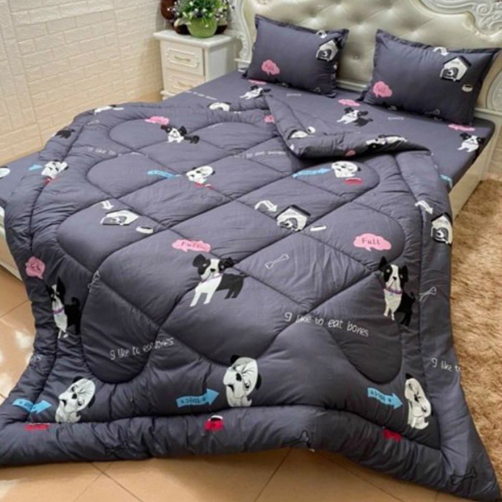 [CHĂN PHAO] Set 5 CHĂN PHAO Ga Vỏ Gối Cotton Poly Mẫu VŨ TRỤ [ Chăn phao + Ga chun + Vỏ gối + Vỏ ôm ]