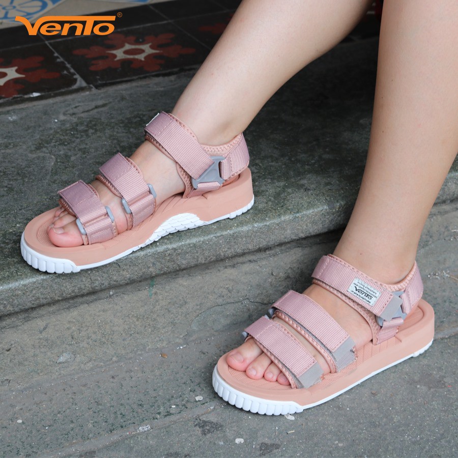 Giày Sandal Vento Hybrid Nữ SD 9801 Be (Hồng nhạt) 3 quai vải dù siêu bền [Size nữ từ 36 - 39]