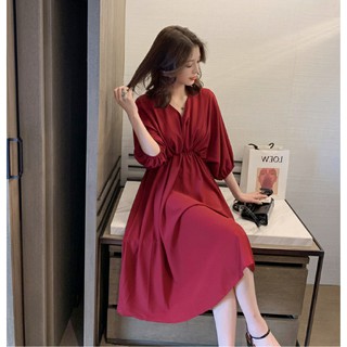 Đầm nữ cổ chữ v tay cánh dơi dài thời trang mùa hè