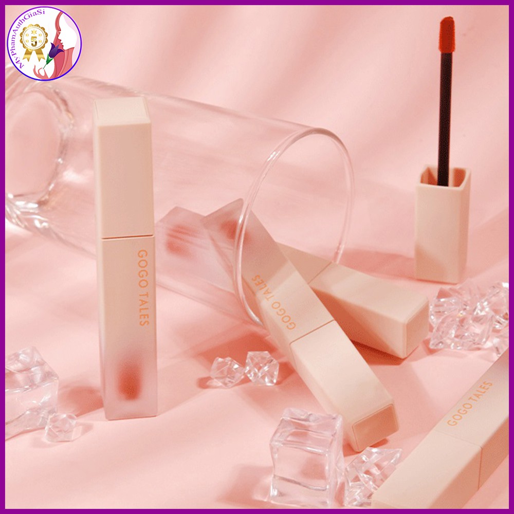 Gogotales – son kem đào mềm mượt môi - siêu lì bám môi - white tube glossy lip glaze