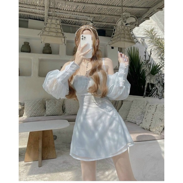 ĐẦM XANH 2S TAY PHỒNG PHỐI VOAN RỚT