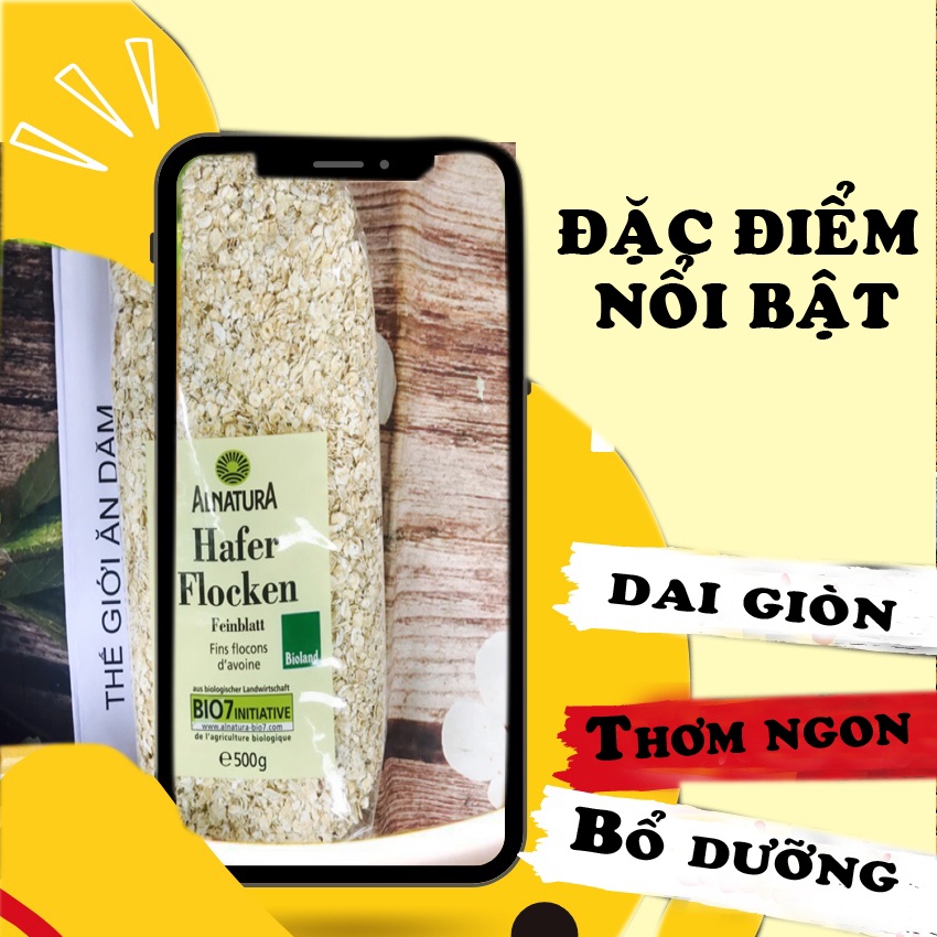 Yến mạch giảm cân Cán Dẹt &amp; Cán Vỡ Hafer Flocken 500gr, 5 phút ăn liền LANUDO