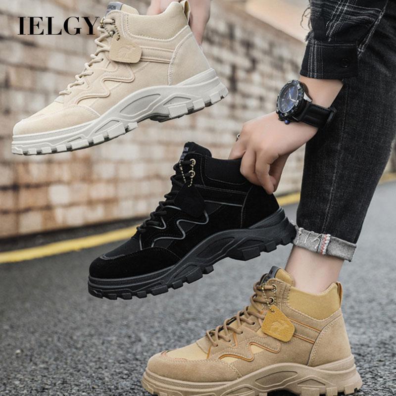 Giày thể thao IELGY kiểu bốt martin cổ thấp đế dày phong cách Anh Quốc thời trang dành cho nam