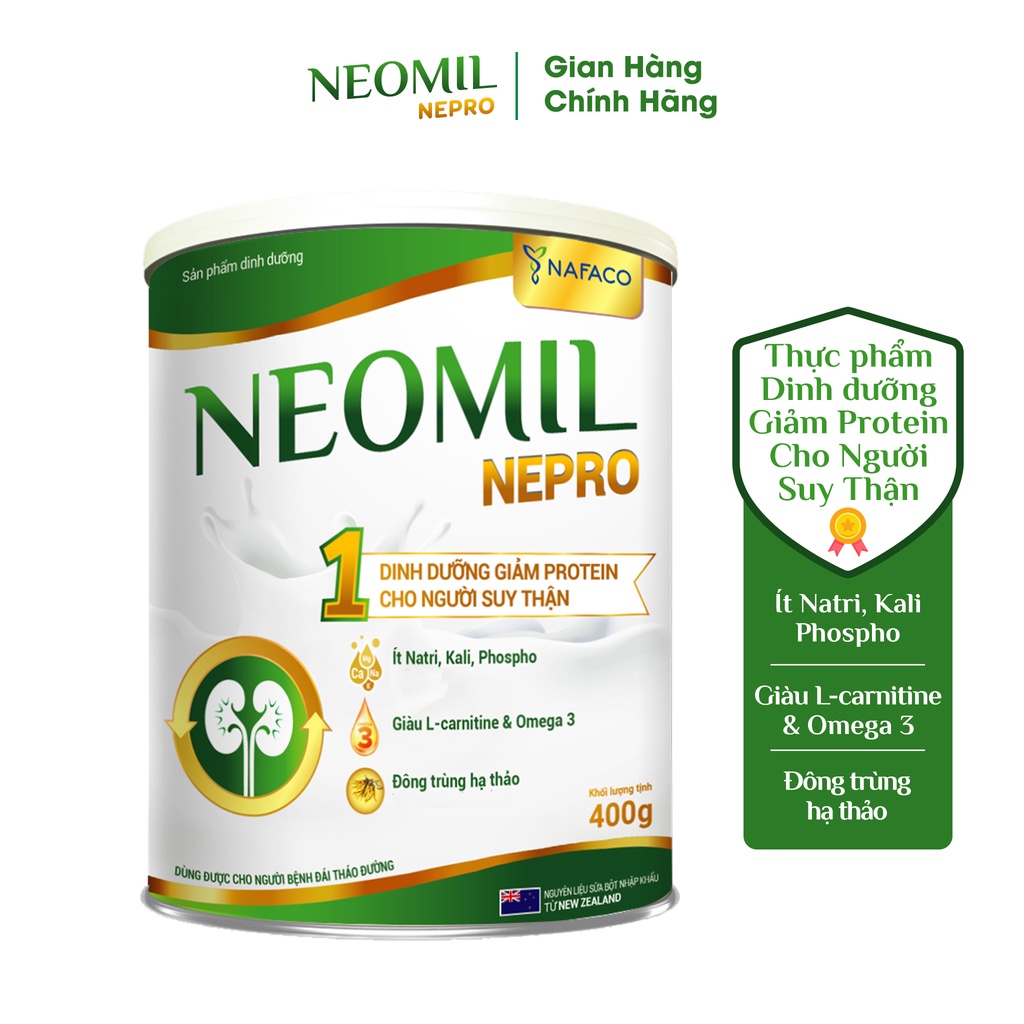 Sữa NEOMIL NEPRO 1 Lon 400G - Dinh Dưỡng Giảm Protein Cho Người Suy Thận
