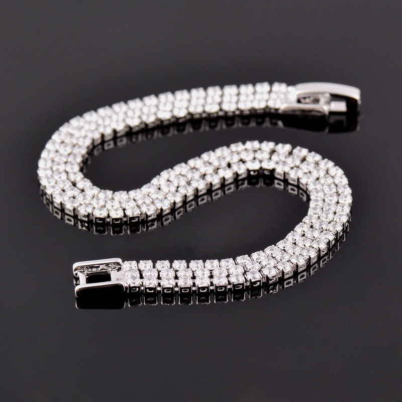 Vòng tay SINLEERY SL059 tennis 3 lớp đính đá zircon màu sắc phong cách Hàn Quốc