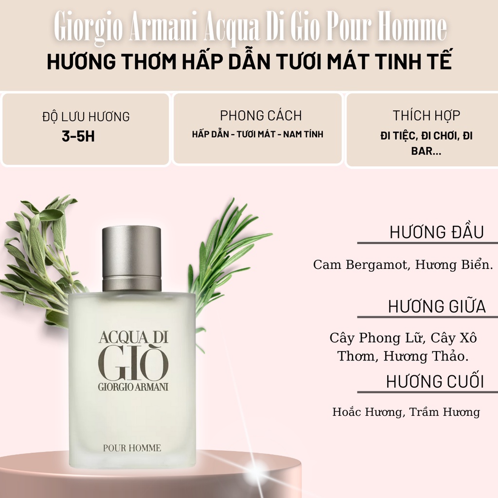 Nước Hoa Nam (Dầu thơm) AQua Di Gio Trắng EDP 100ml hương thơm nam tính lưu hương lâu - Shin shop