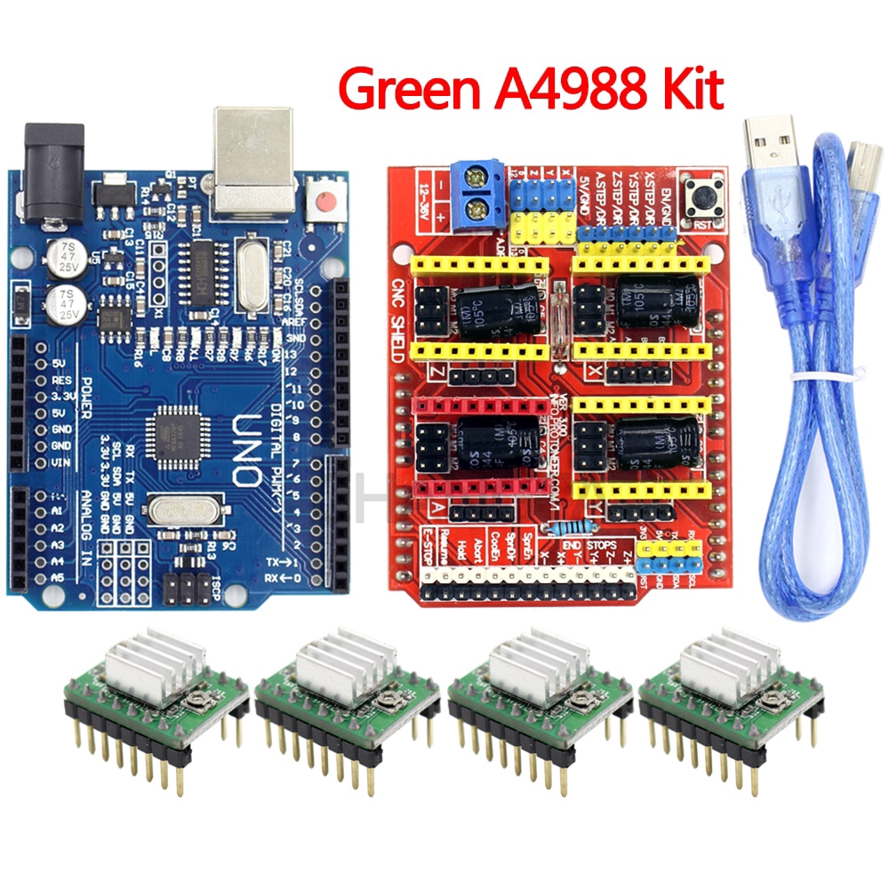 Bảng Mạch Mở Rộng Cnc V3.0+Uno R3 Usb Cho Arduino+4 Mạch Điều Khiển Động Cơ Bước A4988