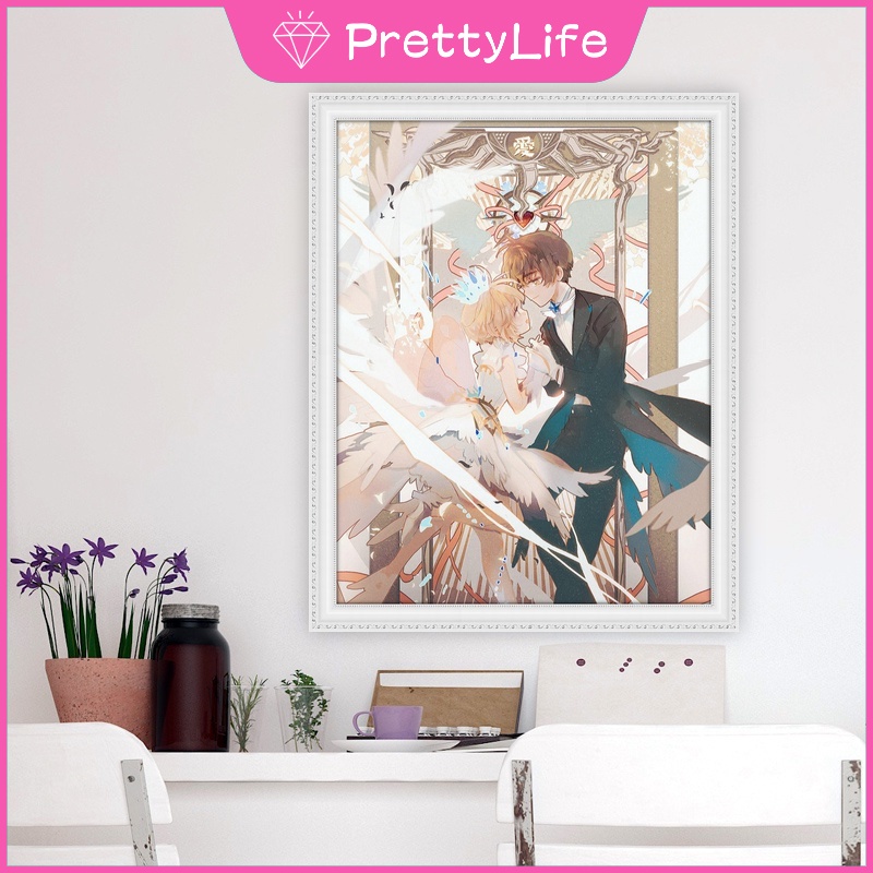 Bộ Tranh Đính Đá 5D Tự Làm Họa Tiết Hoa Anh Đào Kích Thước 40x50cm Trang Trí Phòng Bé