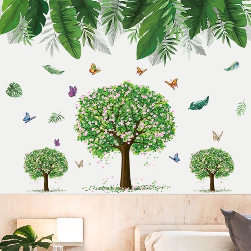 Decal dán tường hình cây, hoa, lá⚡️𝐅𝐑𝐄𝐄 𝐒𝐇𝐈𝐏⚡️ Giấy dán tường, Decal trang trí - PVC chống thấm nước, keo siêu dính
