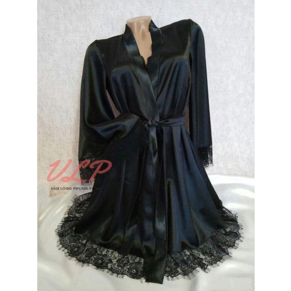 [BIGSIZE_75KG]_DN48_Áo choàng ngủ Lụa Satin Mix ren (Không kèm nội y) | BigBuy360 - bigbuy360.vn