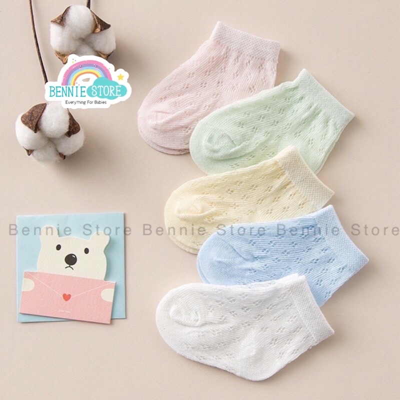 Set 5 đôi vớ lưới cho bé, Tất lưới xuất Hàn nhiều màu siêu xinh