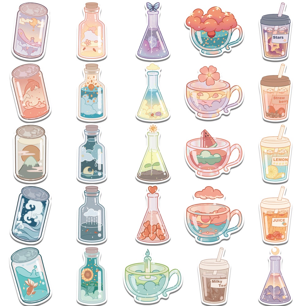 Bộ 50 Miếng Dán Chống Thấm Nước Họa Tiết Graffiti Trang Trí Vali / Guitar