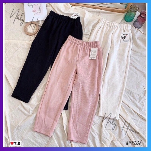 Quần Baggy Nhung size S M L XL  Màu Đen, Be, Xanh, Hồng Hàng Loại 1