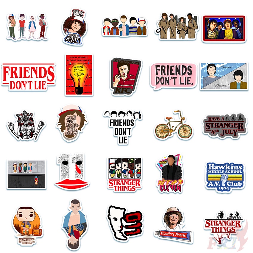Bộ 100 Cái/Bộ ❉ Hình Dán Dòng Chữ Stranger Things D ❉ Sticker Dán Tường Chống Thấm Nước Thời Trang
