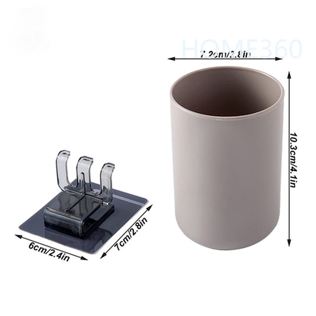 Giá đỡ bàn chải đánh răng cốc súc miệng có móc hít tường tiện lợi