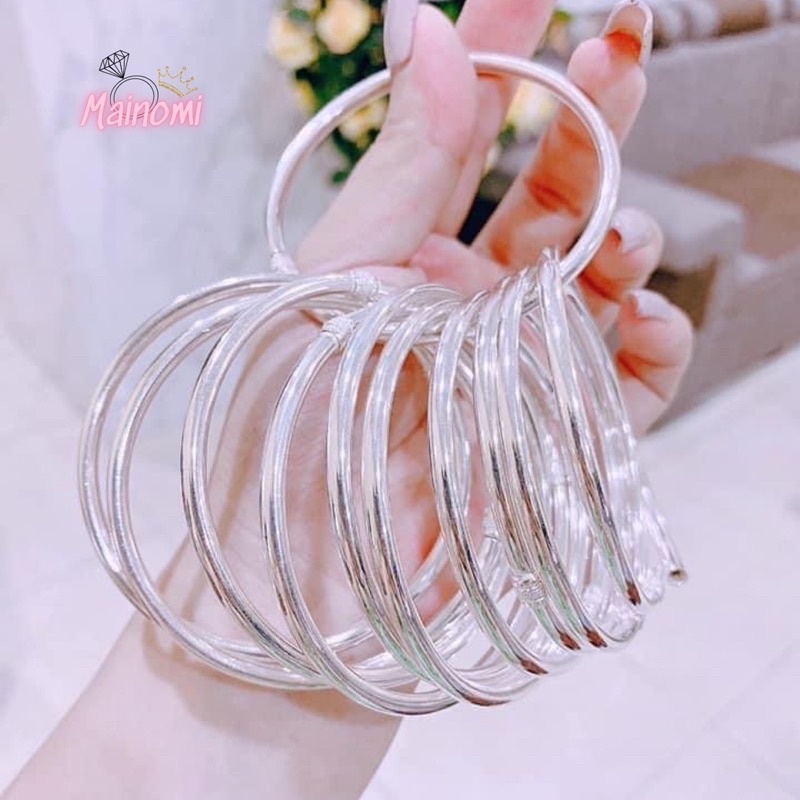 Vòng trơn dẻo người lớn có đủ size chuẩn bạc đẹp Mainomi Shop Bạc Xinh